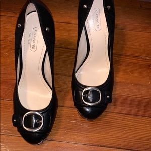 Coach black heels with buckle